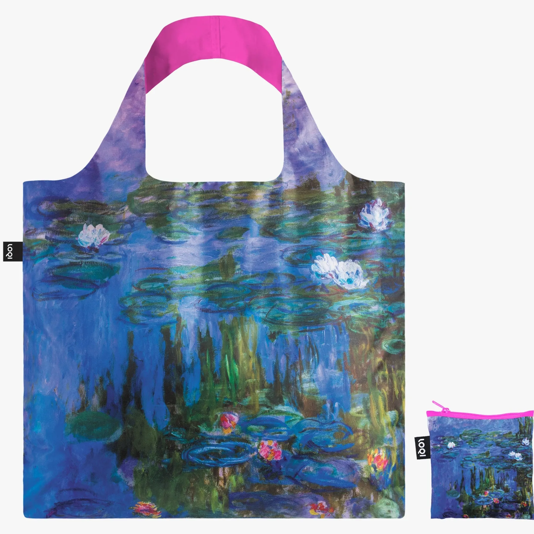 LOQI CLAUDE MONET – Recycelte Tasche „Seerosen“ in Neonfarben New