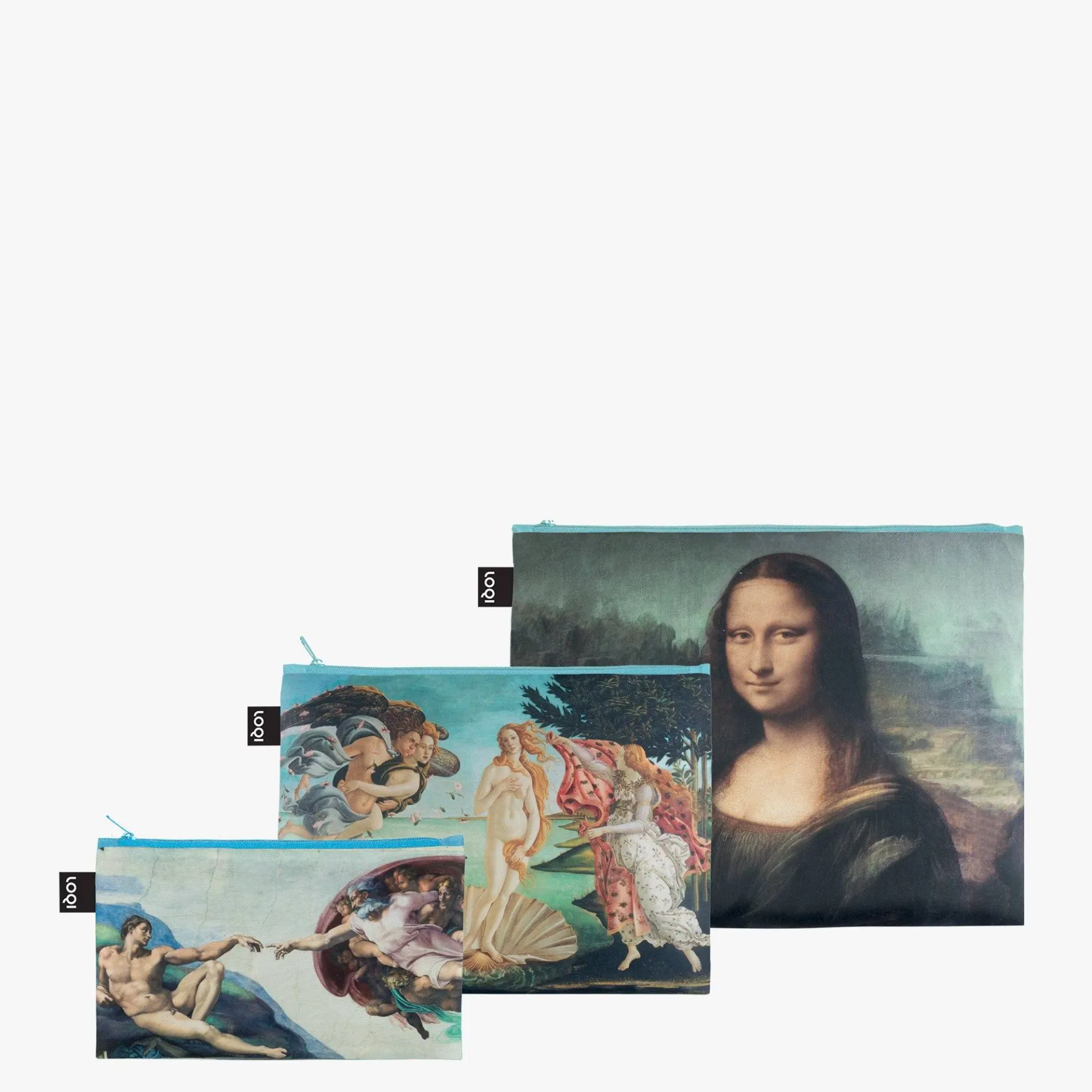 LOQI MICHELANGELO, BOTTICELLI, DA VINCI Recycelte Reißverschlusstaschen Best Sale