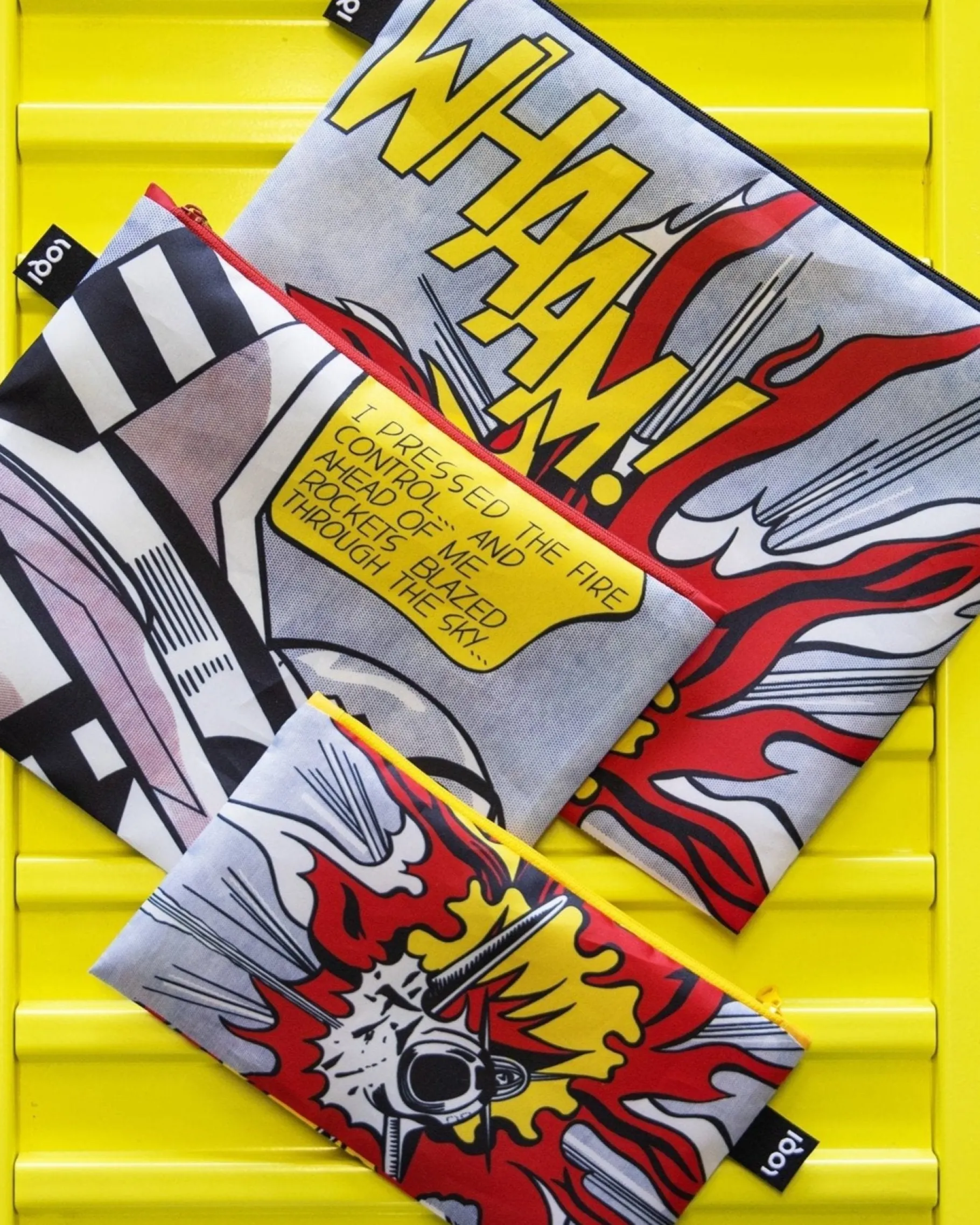 LOQI ROY LICHTENSTEIN Whaam! Recycelte Reißverschlusstaschen Clearance