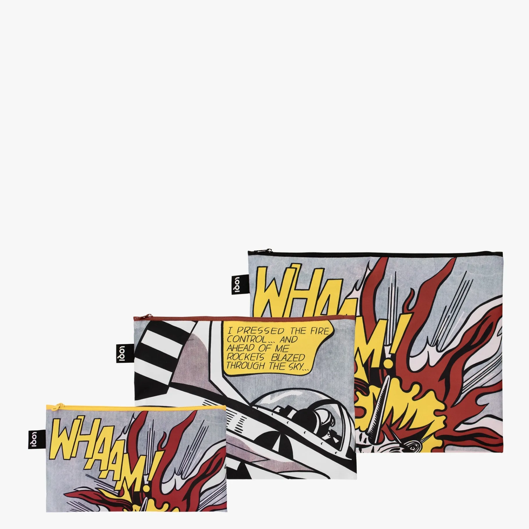 LOQI ROY LICHTENSTEIN Whaam! Recycelte Reißverschlusstaschen Clearance