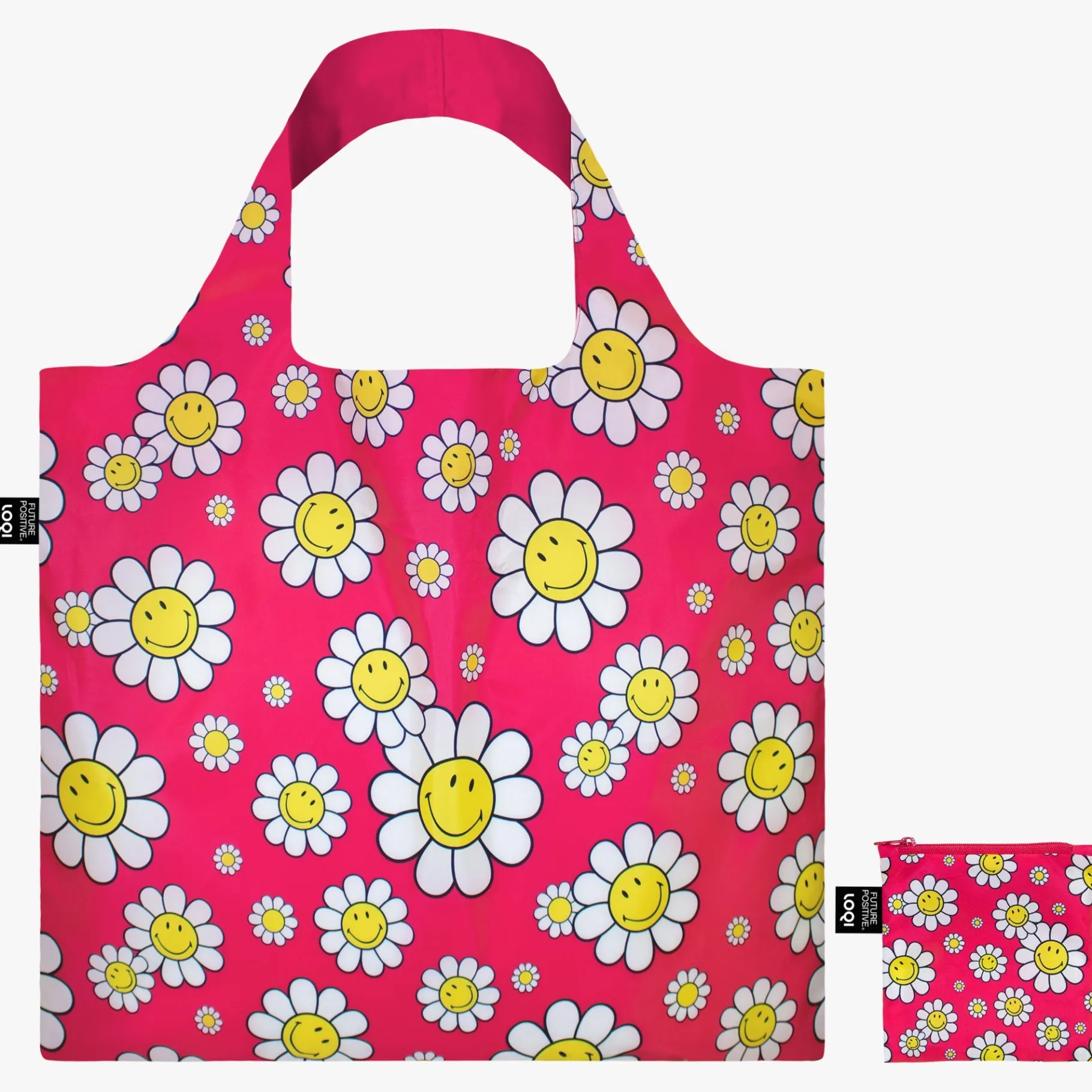 LOQI SMILEY Blumen Himbeer Recycling Tasche Cheap