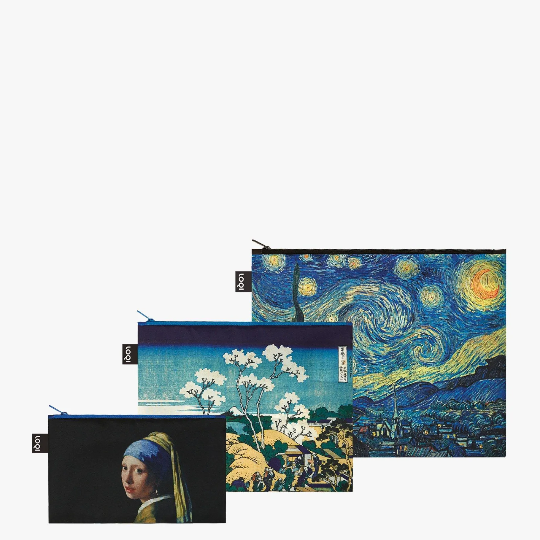 LOQI VERMEER, HOKUSAI, VAN GOGH Reißverschlusstaschen New