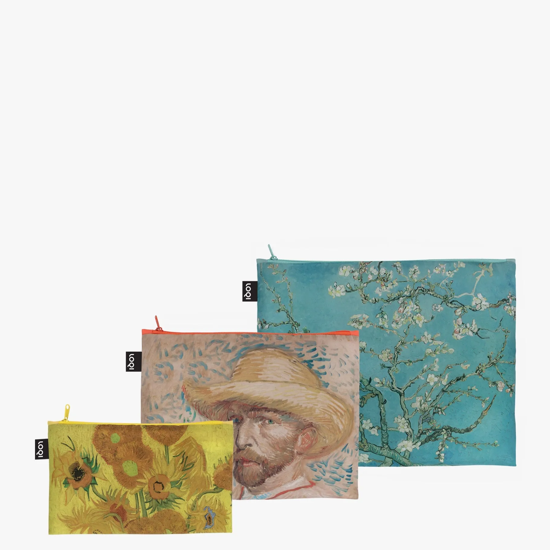 LOQI VINCENT VAN GOGH Sonnenblumen, Selbstporträt, Mandelblüte Recycelte Reißverschlusstaschen Discount